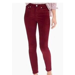 J. Crew Pants Women's 26 Ankle Skinny Stretch Velvet Burgundy High Rise